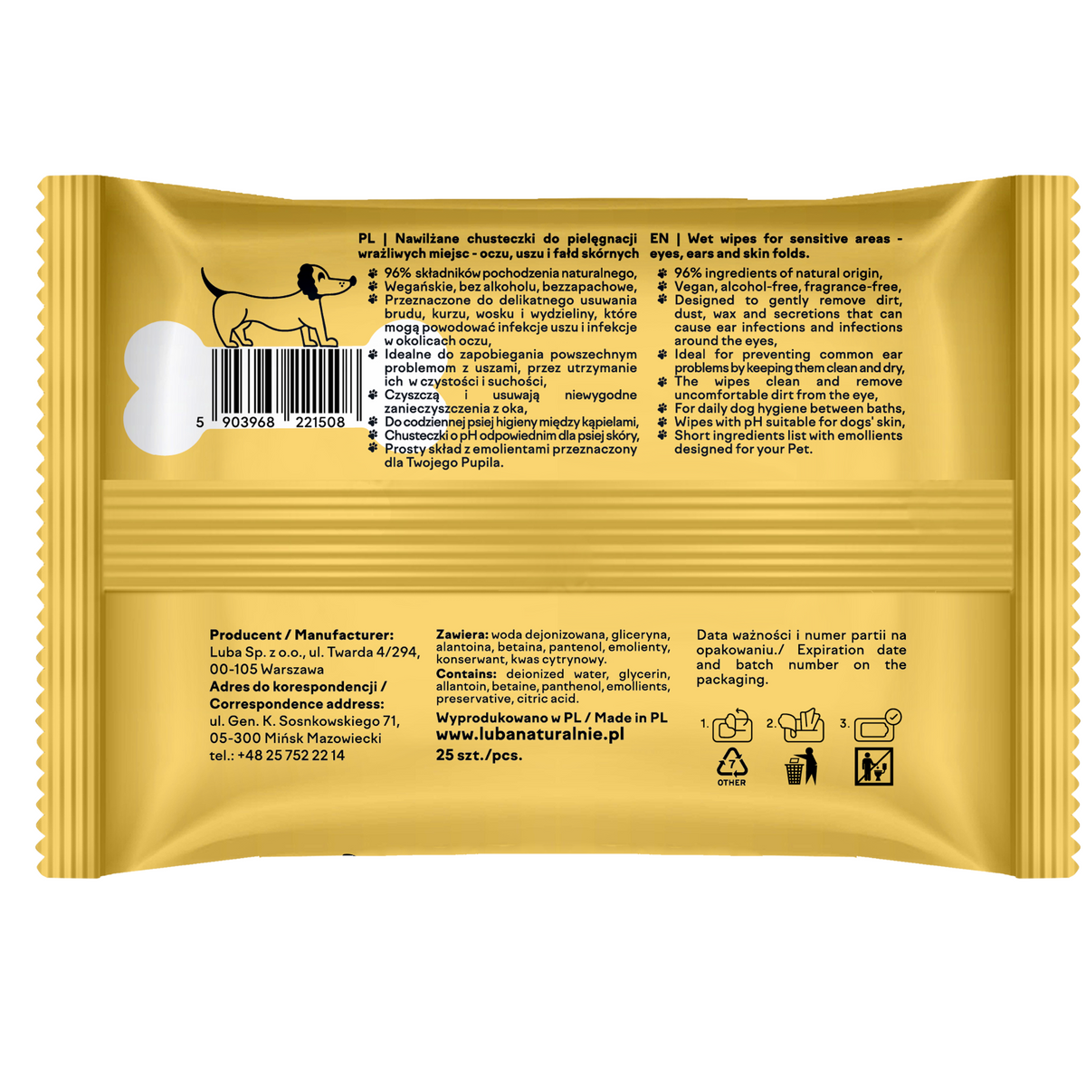 LUBA WET WIPES FOR SENSITIVE AREAS - EYES, EARS, SKIN FOLDS